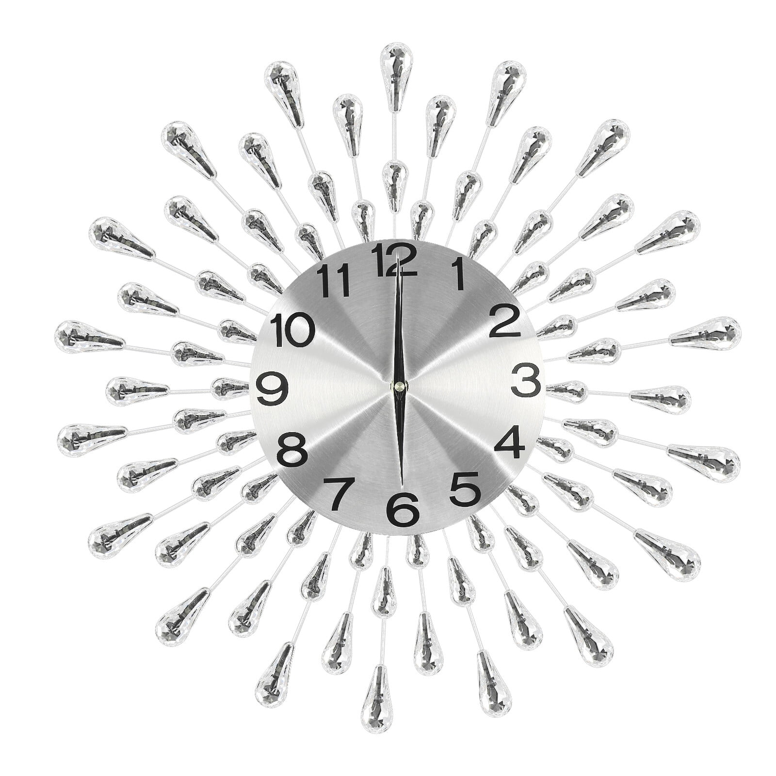 19.7 Inch Crystal Large Modern Metal Starburst Decor, Bling Crystal Wall Clock for the Living Room, Hallway, Office, Study, Bedroom