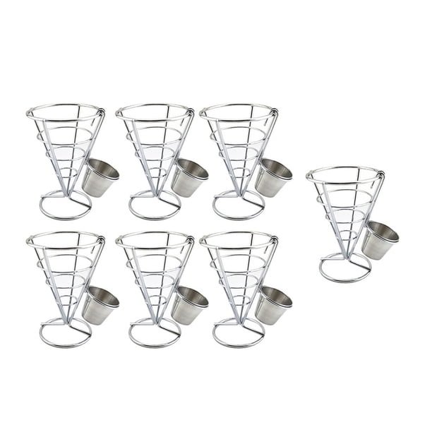 Cesta para papas fritas Estante para papas fritas individual 7 piezas de papas fritas Tazas Soporte de exhibición de alimentos cocidos de pollo frito