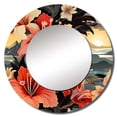 thumbnail image 2 of Designart "Sunset In The Tropics" Floral Round Mirror Wall Decor Cottage - Large Pink Round Bathroom Mirror - Round Mirror - 23" x 23", 2 of 6