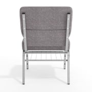 Flash Furniture 21W Church Chair in Gray Fabric with Book Rack - Silver Vein Frame
