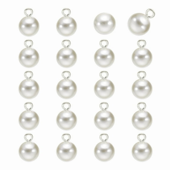 20pcs Round Faux Pearl Buttons 12mm 1/2" Gold Metal Shank Sewing Buttons Replacement DIY Small Button for Sewing Clothing Bridal Wedding Dress DIY Crafts, Beige Silver