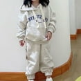 thumbnail image 6 of Wavsuf Spring And Summer Cute Print Girls Long Sleeve Comfy Long Sleeve Hooded Set Blouses And Pants Gray Size 130, 6 of 7