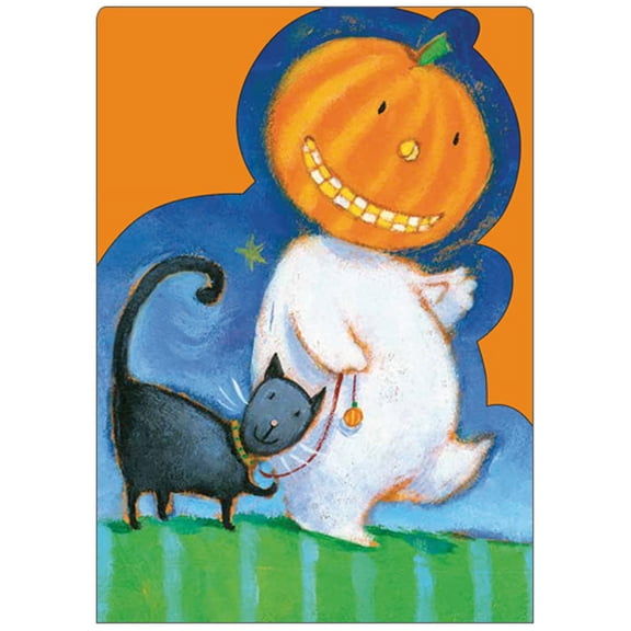 RSVP Smiley Pumpkin Head with Black Cat Juvenile Halloween Card for Kid : Kids : Children
