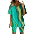 thumbnail image 2 of Ensembles Assortis pour Femmes Mode Blouse Col en V Manches Courtes Hauts Shorts Ensemble Décontracté Ensembles Deux Pièces pour Femmes en Liquidation, 2 of 4