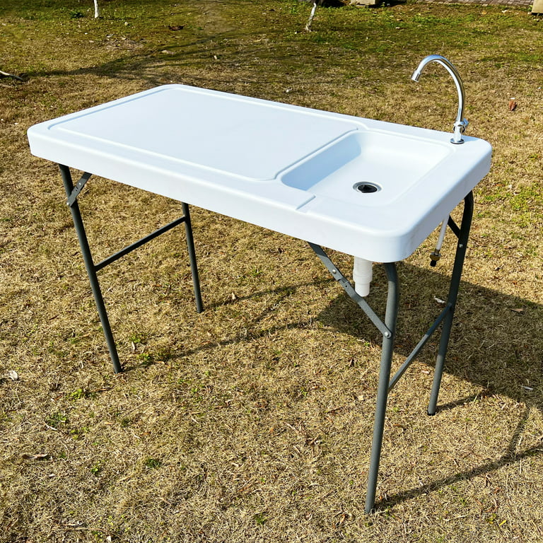 Best Portable Folding Camping Leisure Table w/Sink Faucet and Drain Hose, Fish  Fillet Hunting Cleaning Cutting Table for Outdoor Garden Beach Picnic and  RV 