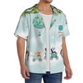 thumbnail image 2 of Sikiie Animals Riding Across The Sky Men's Wrinkle Free Untucked Cuban Shirt Business Casual Button Down Shirts Short Sleeve ShirtLarge, 2 of 5
