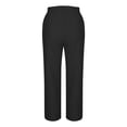 thumbnail image 4 of Clean Cotton Linen Capri Pants for Women Elastic Waisted Palazzo Pants Straight Wide Leg Causal Trousers Side Button Slacks Baggy Capris Dressy Work Outfits, 4 of 6