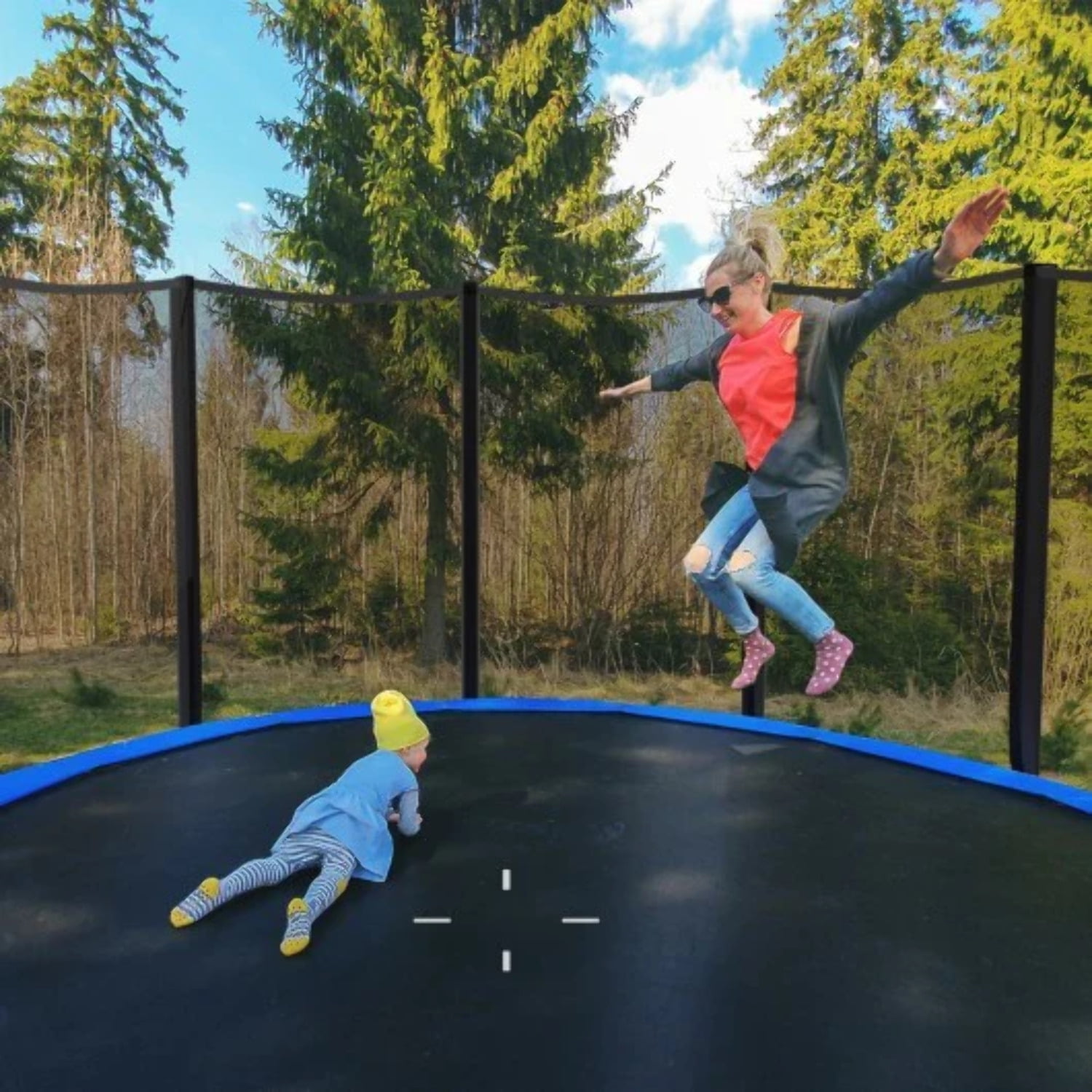 BestMassage Trampoline for Kids Fitness Trampoline with Safety Enclosure Net Ladder Jumping Mat 10/12/14/ FT 