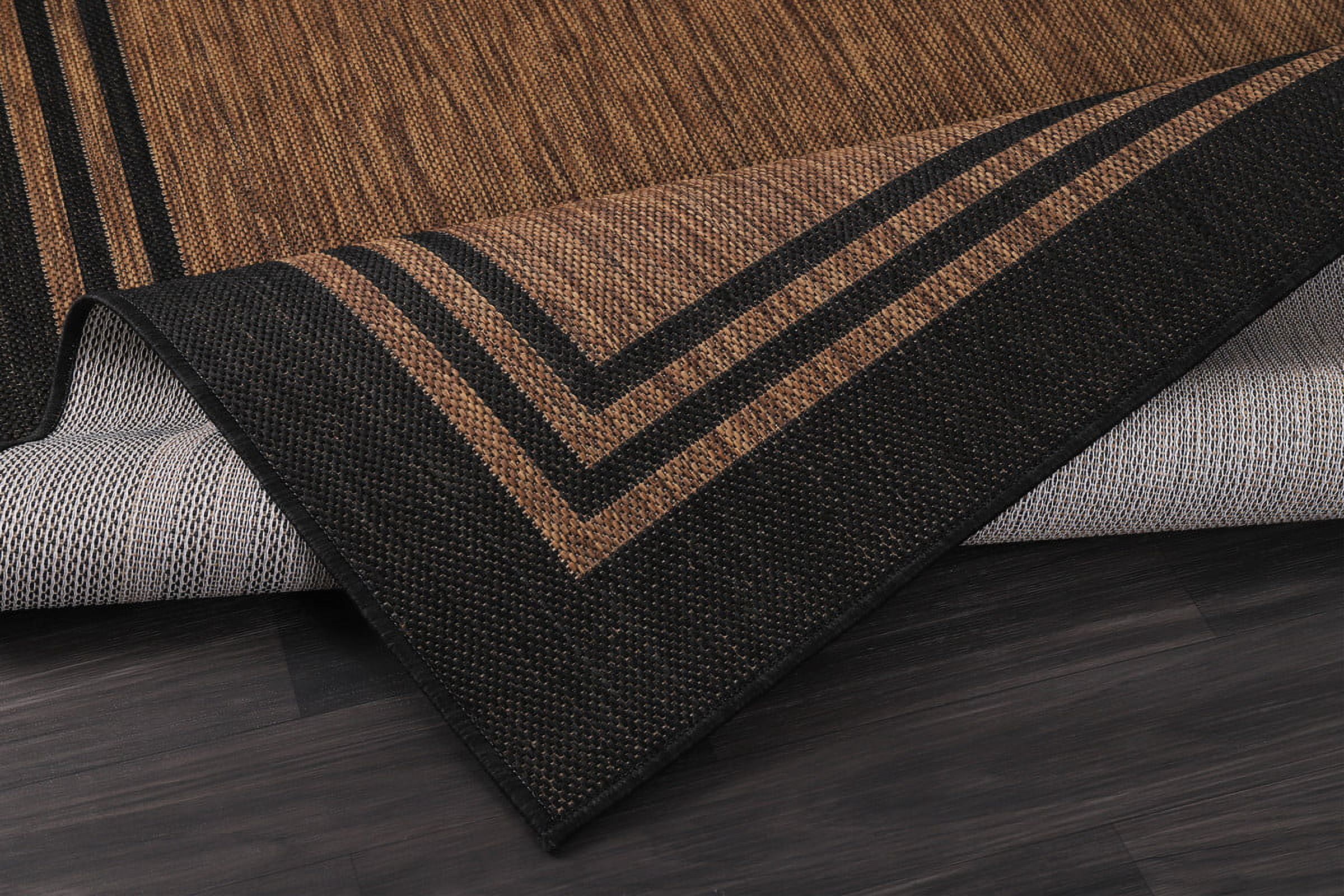 Beverly Rug Indoor/Outdoor Area Rugs, Waterproof Patio Porch Garden Carpet, Gold Brown, 6'x9'