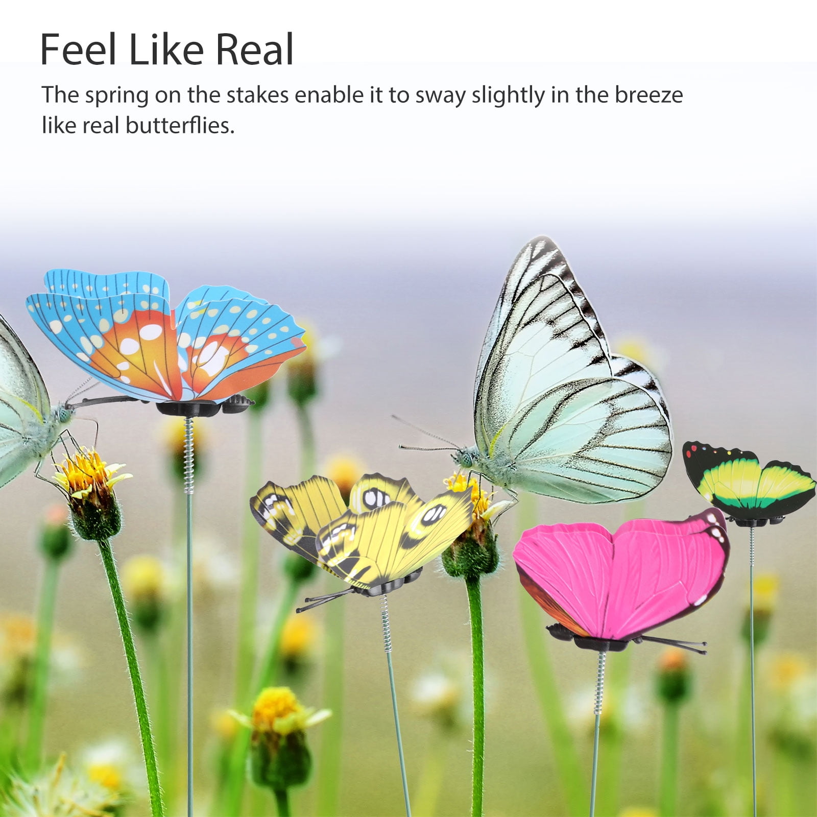 50 Pcs PVC Butterfly Stake Patio Lawn Yard Art Planter Flower Pot Garden Decor 50 Pcs PVC Butterfly Stake Patio Lawn Yard Art Planter Flower Pot Garden Decor