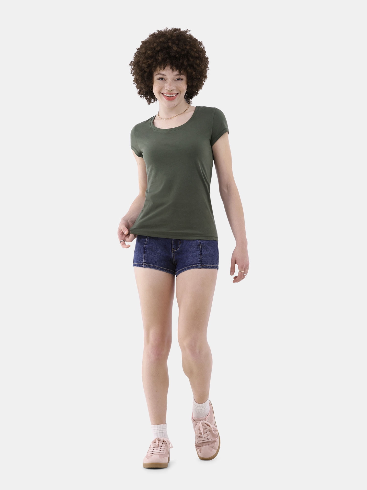 No Boundaries Short Sleeve Scoop Neck Tee, Women's XXS-XXXL