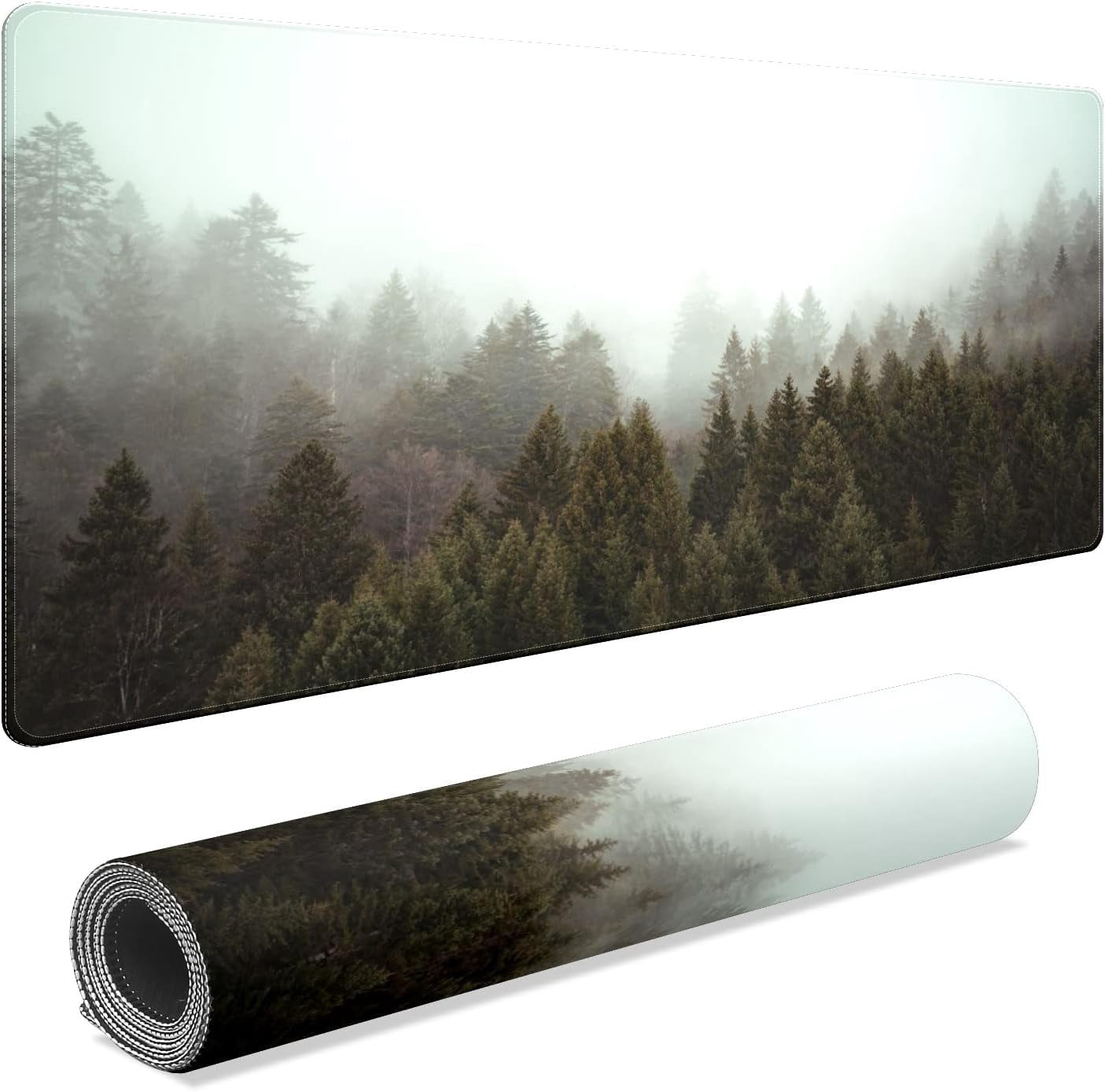 Trees Forest Desk Mat, Desk Accessory, Cute Workspace, Trendy Workspace, Trendy, 35.4x15.7in Large Gaming Mouse Pad, Cute Desk Topper, Pretty Desk Pad