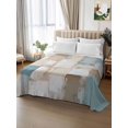thumbnail image 2 of Twin Flat Sheet 66"x96", Blue Beige Soft Lightweight Bedding Flat Sheets Only, Modern Abstract Color Blocks Brushed Microfiber Top Bed Sheet, Breathable StainResistant Bedsheets, 2 of 9