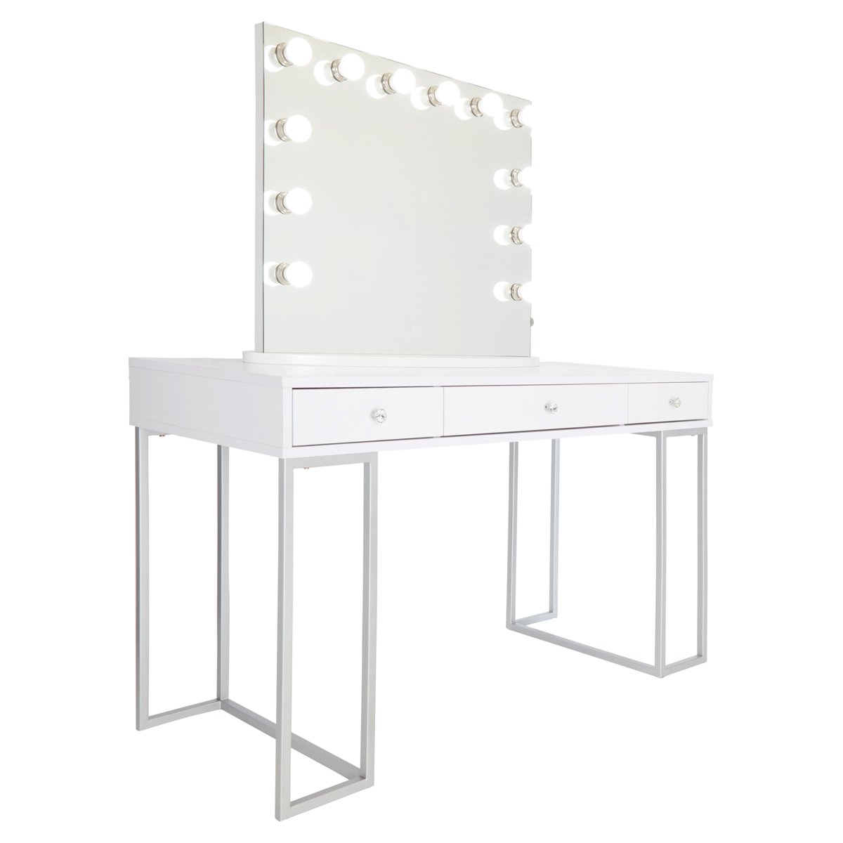 Impressions Vanity Premium Makeup Desk, Celeste Modern Table with 3 Drawers and Crystal Knobs, Perfect for Bedroom Decore (White) - image 6 of 6