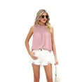 thumbnail image 2 of Womens Ruffle Neck Tank Tops Shirred Frill Dot Sleeveless Blouse Shirts Light pink XXL, 2 of 8
