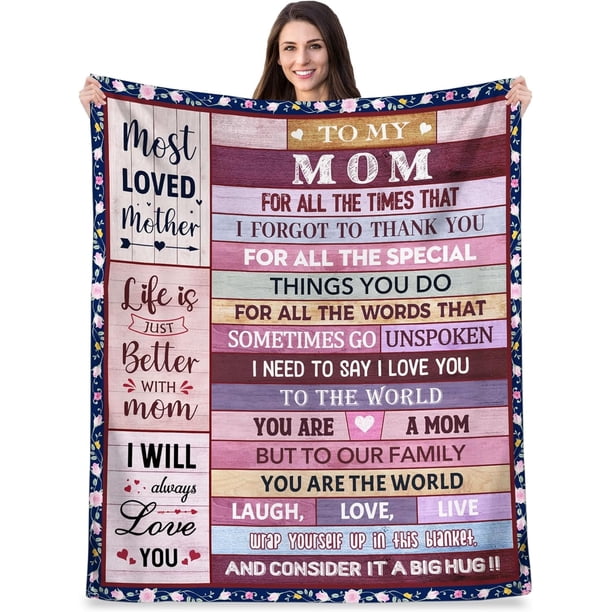 LHSHID Best Mom Gifts Funny Gifts for Mom from Son Daughter Mom Birthday Gifts Great Mom Gifts Idea for Women Gift for Elderly Young Mom for Mom Mom Blanket Gift for Work Home 50x60in