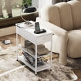 thumbnail image 2 of JIOABL 12 in Flip-Top End Table with Power Outlets & USB, Farmhouse Side Table with Drawer and 2 Shelves, White, 2 of 6