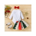 thumbnail image 4 of Seyurigaoka 3Pcs Baby Girls Christmas Outfit, Letter Print Romper + Skirt + Headband, 4 of 9
