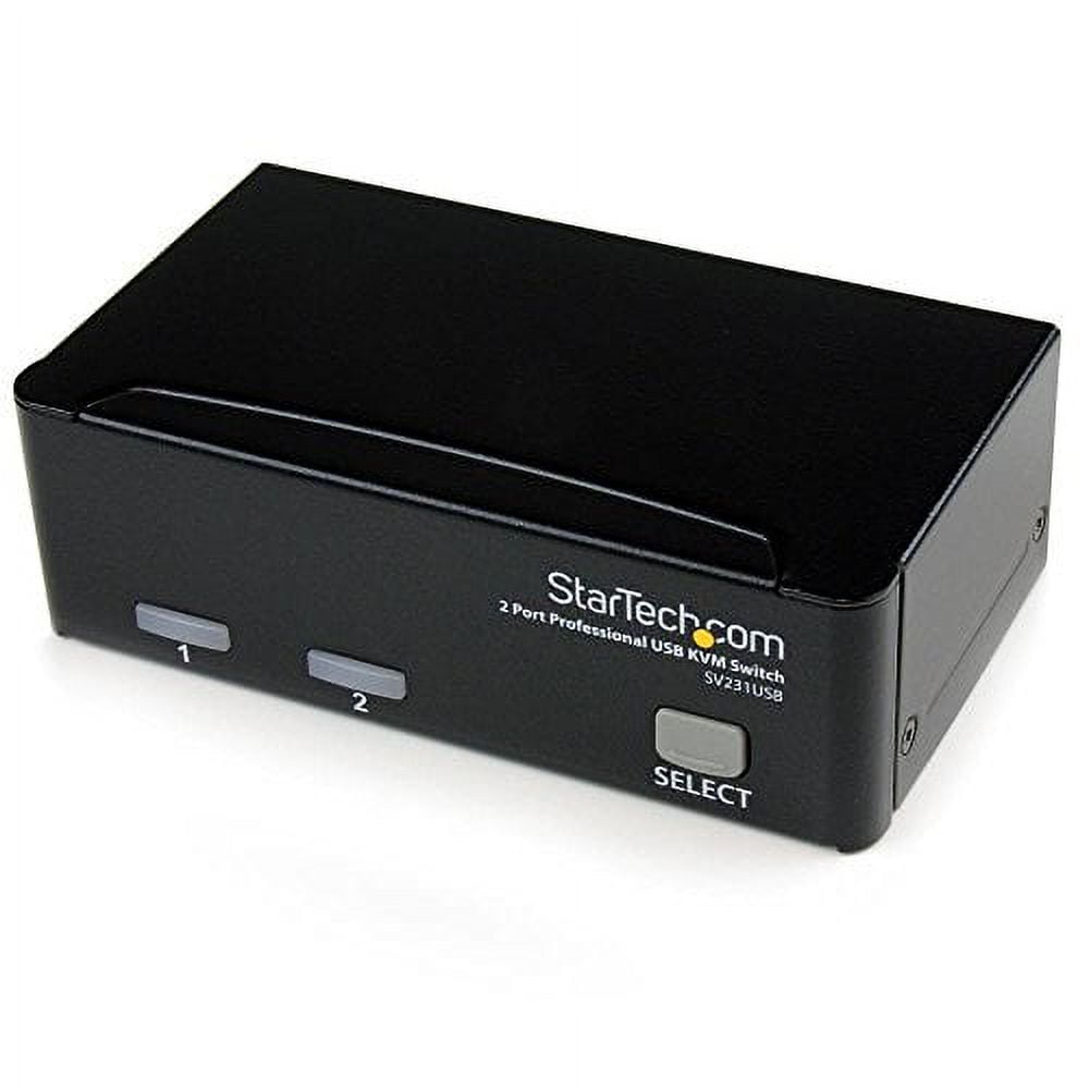 StarTech.com 2 Port VGA USB KVM Switch - VGA KVM Switch - 1920x1440 - USB 2.0 - KVM Video Switch (SV231USB),Black