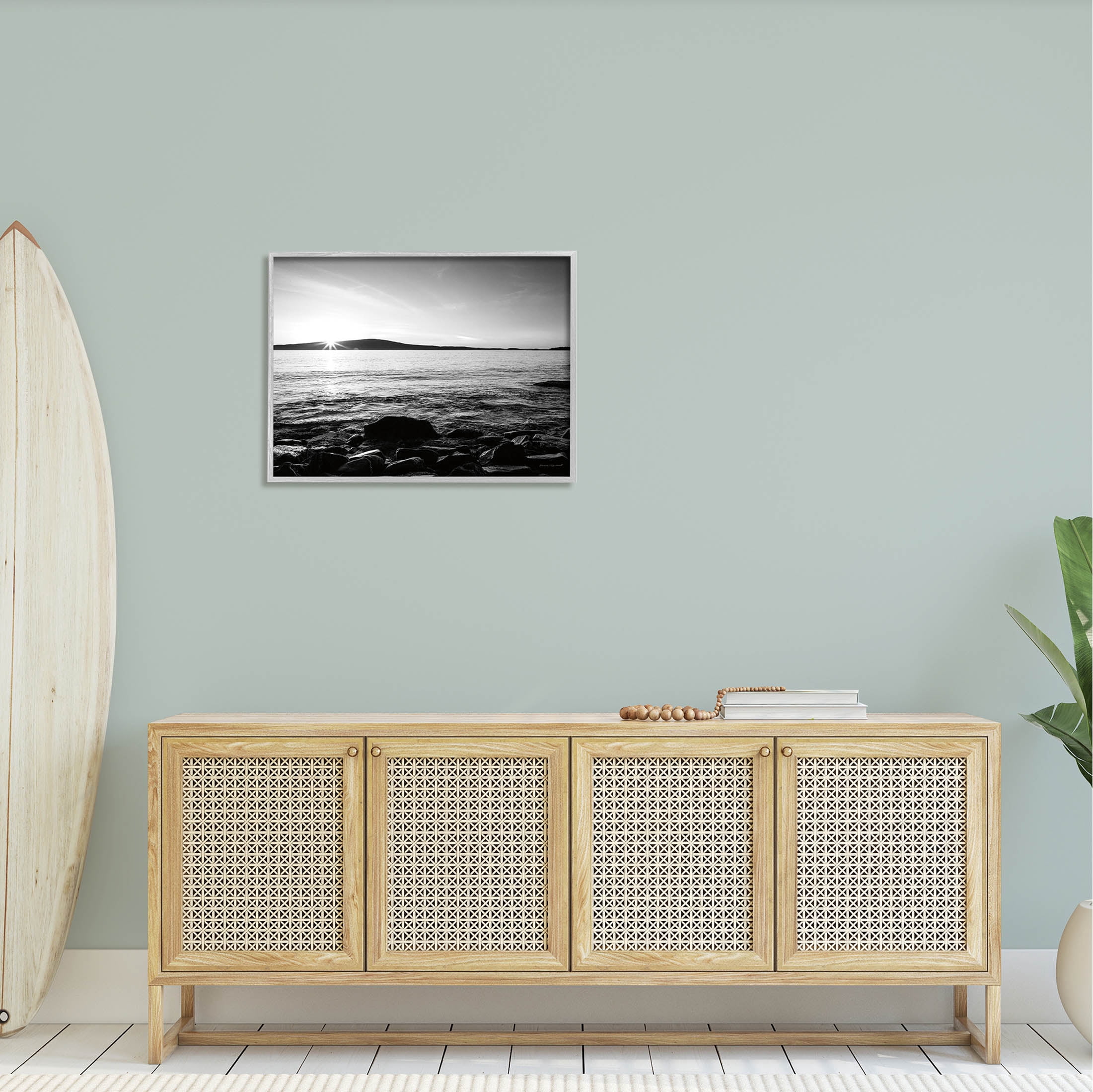 Stupell Industries Frenchman Bay Nautical Seascape Photograph Gray Framed Art Print Wall Art, Design by Laura Marshall