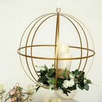 Efavormart 13" Gold Wrought Iron Folding Ball Floral Sphere | Geometric Hanging Vase Holder