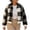 Black-AA, variant on Women's Plaid Wool Blend Jacket, Long Sleeve Casual Cropped Plaid Outerwear Black-AA XL(XL)