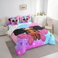 thumbnail image 3 of jejeloiu Cute Black Girly 7 Pieces Bedding Comforter Set,Fairy Tale Princess Full Bedding Set,Colorful Ombre Fitted Sheet Flat Sheet For Teens,Microfiber Bedroom Decor Reversible, 3 of 8