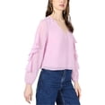 thumbnail image 1 of bar III Womens Ruffle Sleeve Button Down Blouse, Pink, Large, 1 of 1