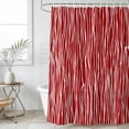 thumbnail image 6 of Red Striped Shower Curtain Set - Standard 72" x 72" Washable Bathtub Curtain with 12 Hooks, Classic Minimalist Waves Lines Pattern Waterproof Fabric Stall Shower Curtains for Bathroom/Bathtub Décor, 6 of 6