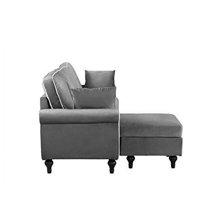 Classic and Traditional Small Space Velvet Sectional Sofa with