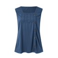 thumbnail image 3 of Gibobby Camiseta de manga corta para mujer Tops formales para mujer, Tops manga corta con cuello cuadrado algodón sintético con botones, camisetas y tops Colo(Azul,XL), 3 of 5