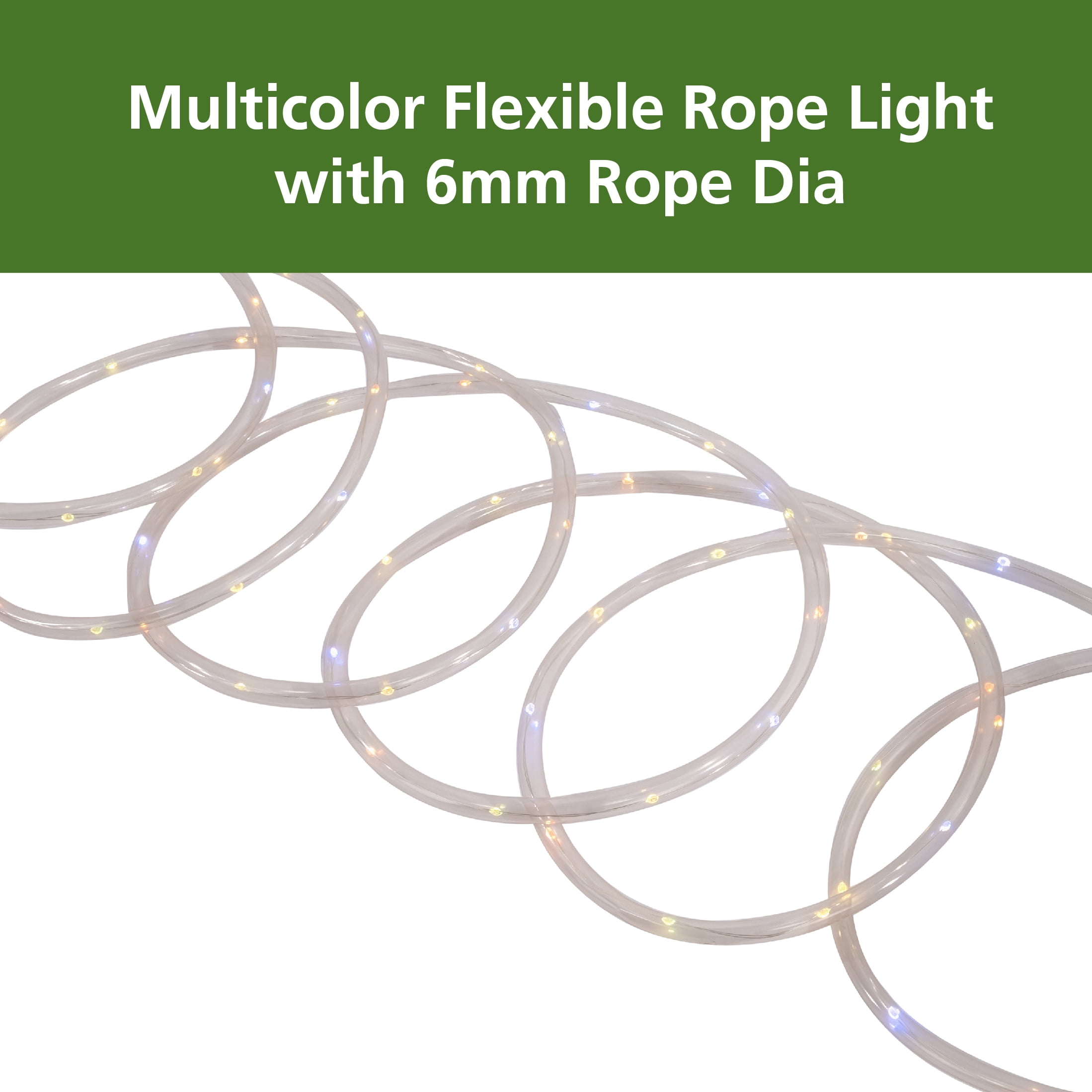 Mainstays Solar Outdoor Rope Lights, Warm and Multicolor, 24 ft, 150-Light