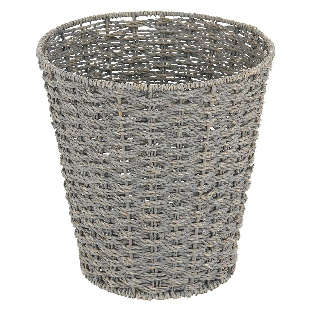 Seagrass Waste Basket Boho Double Woven Trash Can Small Round Natural