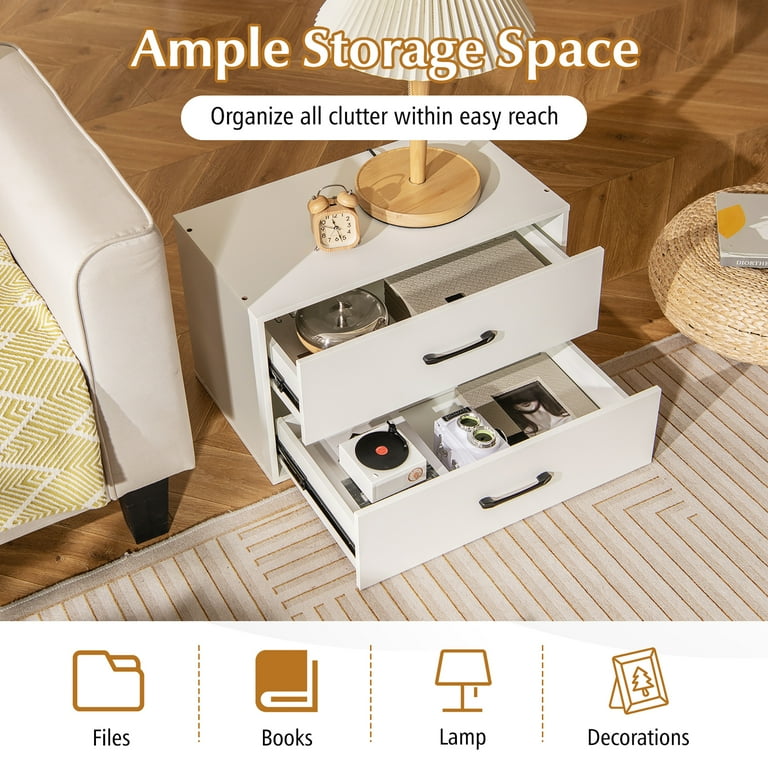 Gymax Stackable 2-Drawer Dresser Multi-Purpose Wooden Storage Cube