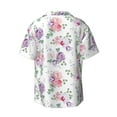 thumbnail image 2 of Wukai Rose Flower B Men's Casual Short-Sleeve Button Down Shirt - Lightweight Summer Dress Shirt for Daily Wear-Small, 2 of 7