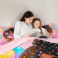 thumbnail image 4 of Castle Fairy Cute Black Girl Twin Bedding 7-Piece,Donut Balloon Dessert Print Bedding Comforter Set,Pink Brown,Grey Reversible, 4 of 7