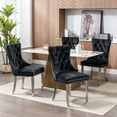 thumbnail image 6 of Dining Chairs, Accent Diner Chairs with Nailhead Trim and Back Ring Pull, Velvet Fabric Dining Room Chairs, Side Chair Kitchen Chairs with Chrome Stainless Steel Plating Legs (Set of 8), 6 of 11