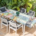 thumbnail image 2 of Easter Table Cloths for 8 Foot Rectangle Tables, Spring Bunny Easter Eggs Floral Beige Green Wood Patio Waterproof Elastic Fitted Tablecloths, Washable Rectangular Table Cover for Camping, 2 of 8