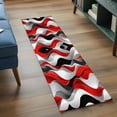 thumbnail image 3 of 2'x6' Rug Runners for Hallways Kitchen, Red Black Grey Non Slip Entryway Beside Floor Carpet Runner, Moire Modern Artwork Abstract Washable Laundry Room Bedroom Throw Rugs Mat for Family Pet, 3 of 8