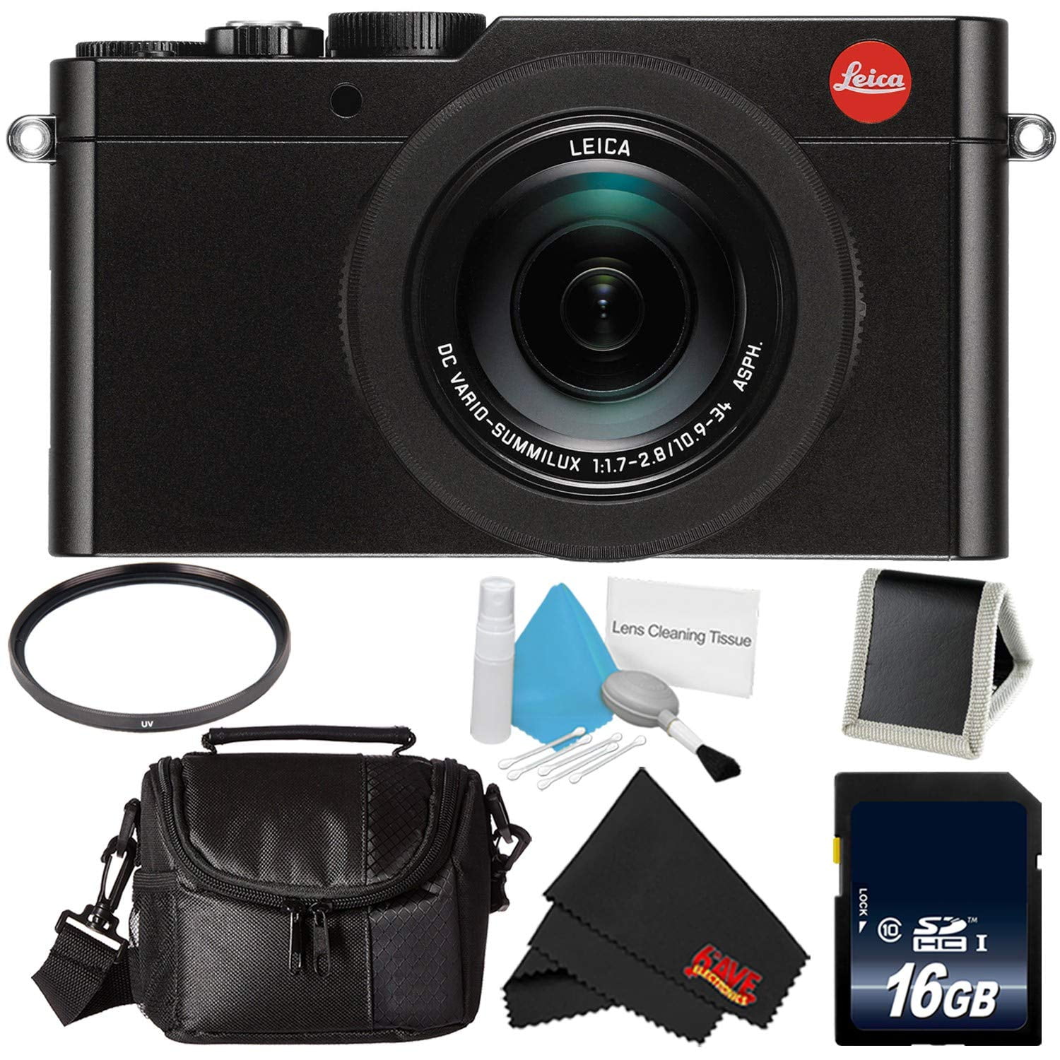 Leica D-Lux (Type 109) 12.8 Megapixel Digital Camera with 3.0-Inch LCD  (Black) (18471) Bundle with 16GB Memory Card + More 