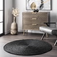 thumbnail image 1 of nuLOOM Rigo Hand Woven Farmhouse Jute Area Rug, 4' Round, Black, 1 of 1
