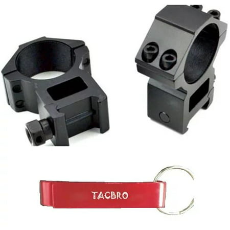 TACBRO 30mm Dia. High Profile Scope Rings For Picatinny/Weaver Rail System with One Free TACBRO Aluminum Opener(Randomly Selected