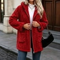 thumbnail image 4 of Enjoytime Fleece Jacket Women Long Sleeve Textured Zip Up Hooded Coat Fall Winter Warm Soft Comfy Casual Mid Length Outerwear, 4 of 7