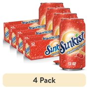 (4 pack) Sunkist Strawberry Orange Soda Pop, 12 fl oz, 12 Pack Cans
