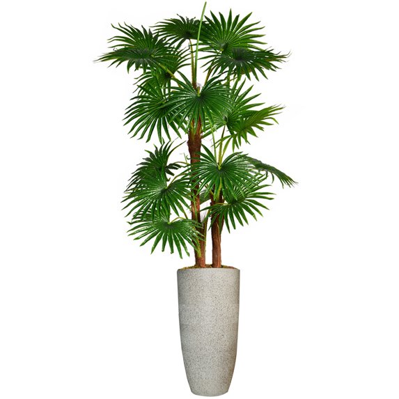 Vintage Home Artificial Faux Real Touch 5.17 Feet Tall Fan Palm Tree With Burlap kit And Fiberstone Planter