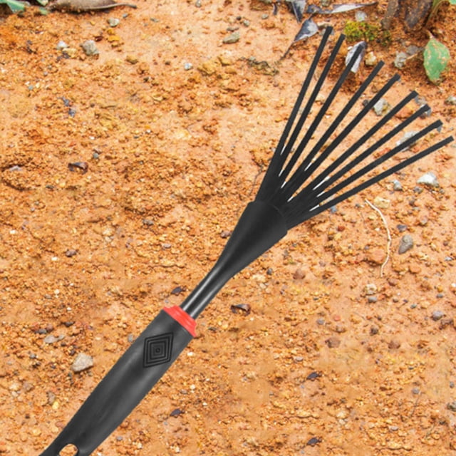 unbranded 2Ud Rastrillo De Jardín 9 Con Mango Antideslizante Material Reforzado Negro