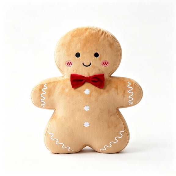 Christmas Gingerbread Man Plush Pillow Soft Stuffed Cookie Cushion Holiday Decorative Throw Pillow for Sofa Bed Home Winter Decor Christmas Gift