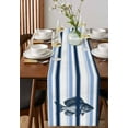 thumbnail image 2 of Hokiten Table Runners 72 Inches Long Dress Scarves, Ocean Fish Farmhouse Kitchen/Dining Table Runner, Coffee Tablerunners, Watercolor Navy Blue Aqua Stripe Modern 13x72 Inch, 2 of 7