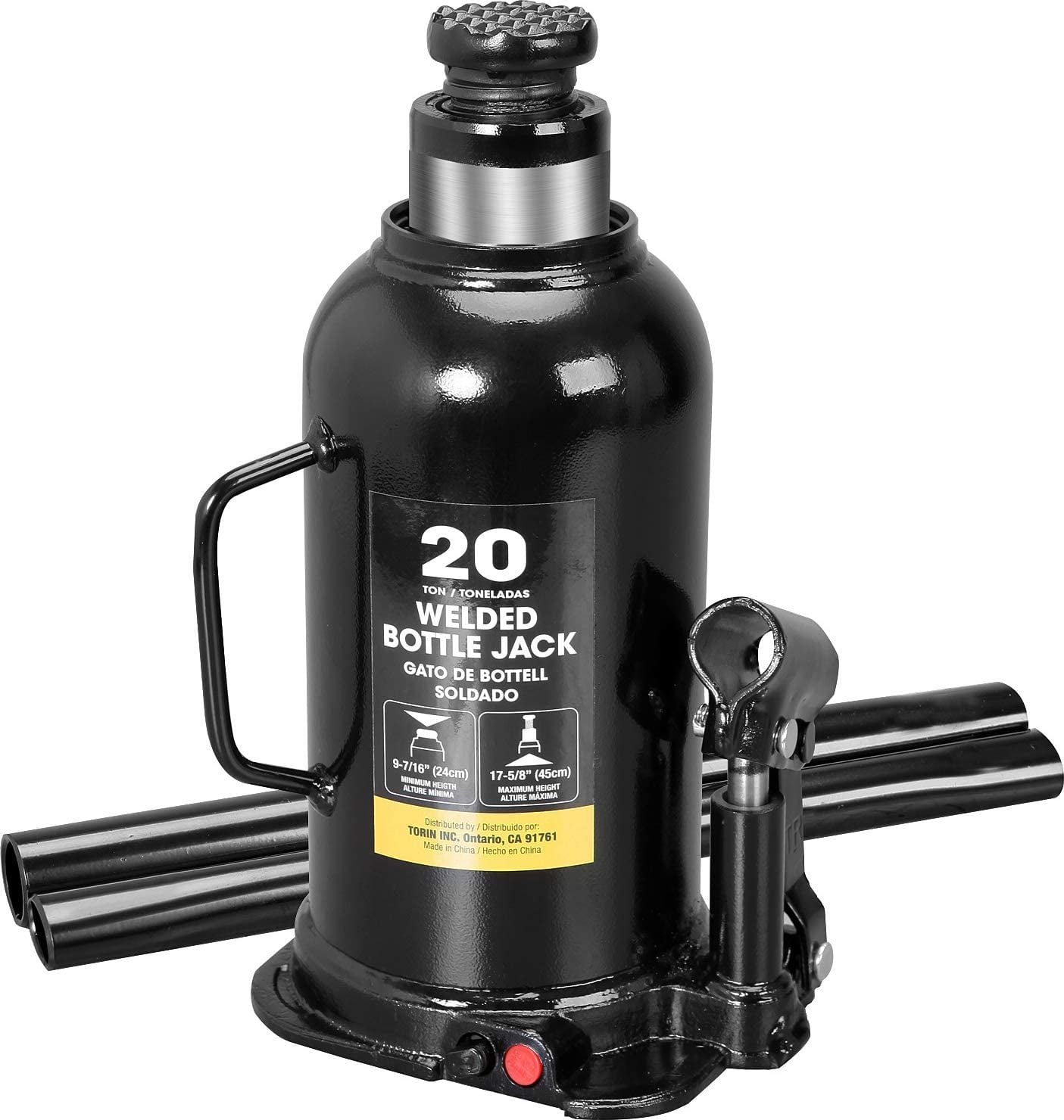 Capacity Torin AT90203BB Hydraulic Welded Bottle Jack 2 Ton Black 4,000 lb 