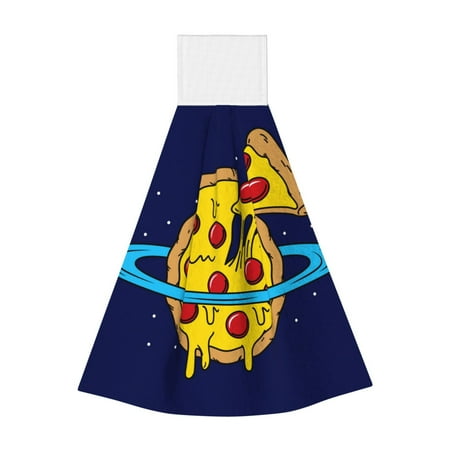

Adobk PLANETA EN FORMA DE PIZZA Print Coral Velvet Hand Wipes Fashion Hanging Kitchen Towel for Bathroom Washcloth Absorbent Tie Towel